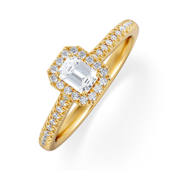 Lumia Emerald Cut Lab Diamond Halo Ring 0.50ct F/VS in 18K Gold Vermeil